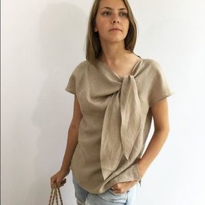 Tan linen blouse